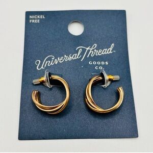 Universal Thread Gold Twist Hoop Earrings 0.75” NWT Nickel Free